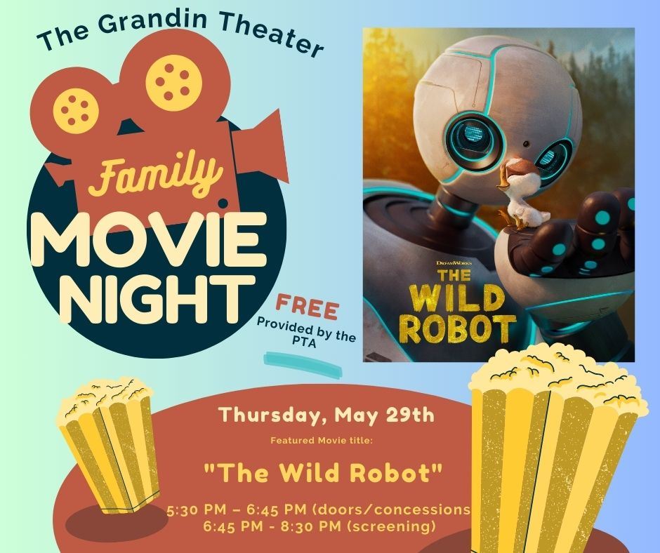  Blue Gradient background with The Wild Robot movie poster 